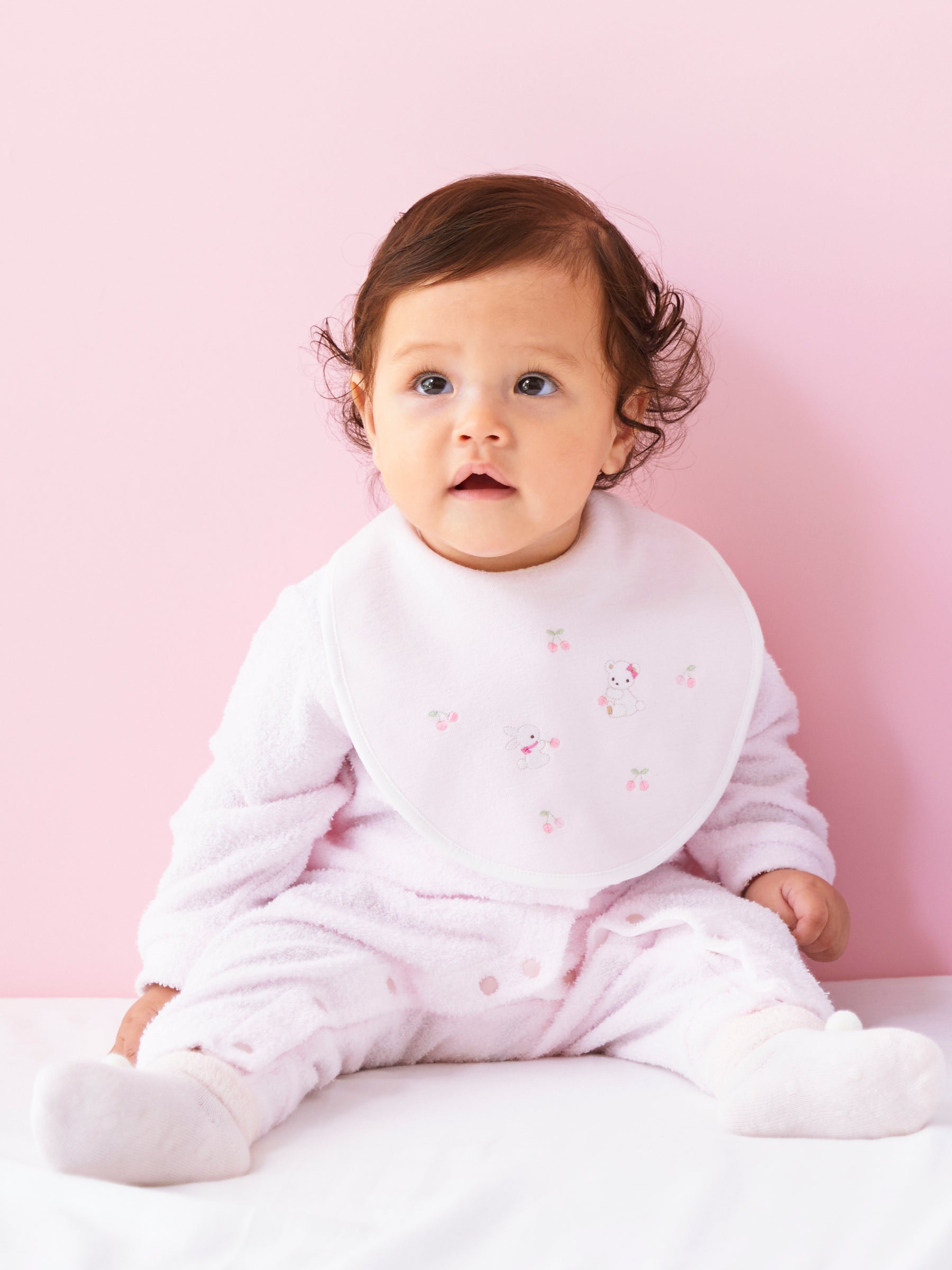 familiar ロンパース ピンク・ホワイト Familiar ロンパース 70サイズ