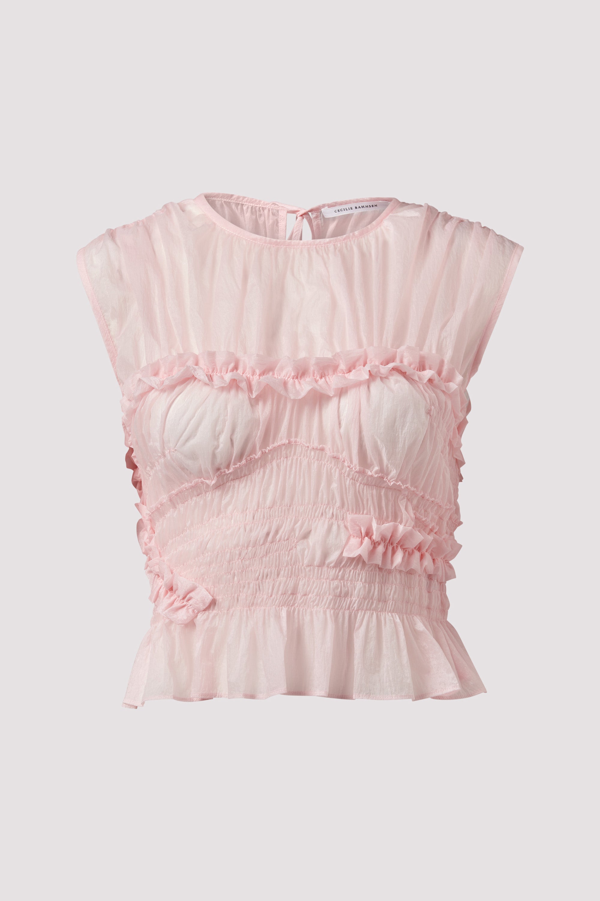Cecilie Bahnsen Pink Uphi Sheer Ripstop Top