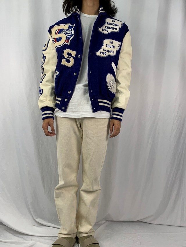 80年代 80s アメリカ製 デロング アワードジャケット 青 ブルー