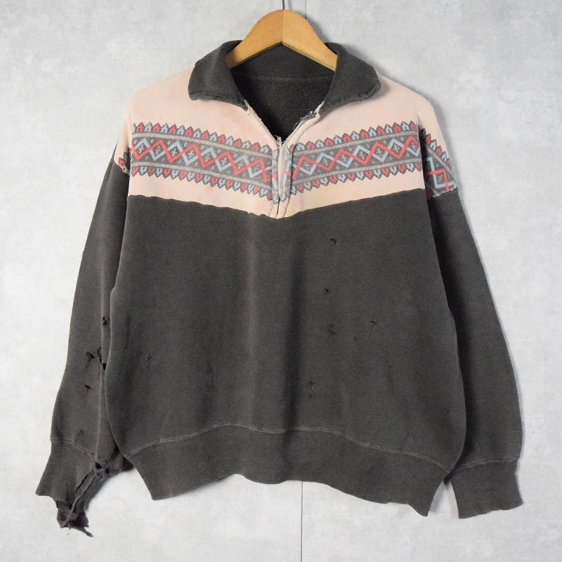 50年代 50s スノーフリーク 長袖 トレーナー 襟付き ブラック 黒