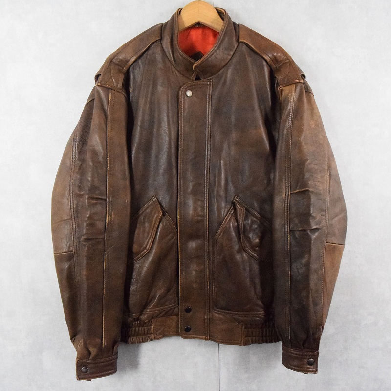 90年代 90s 茶色 ブラウン 本革 革ジャン | ビンテージ古着屋Feeet