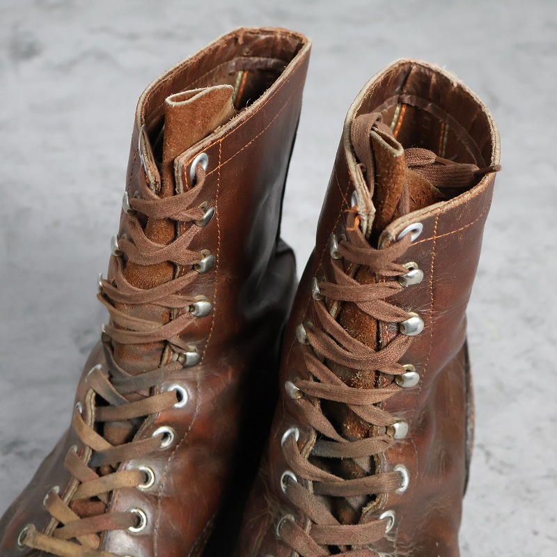 革靴 レザーシューズ レースアップブーツ ブラウン | ビンテージ古着屋