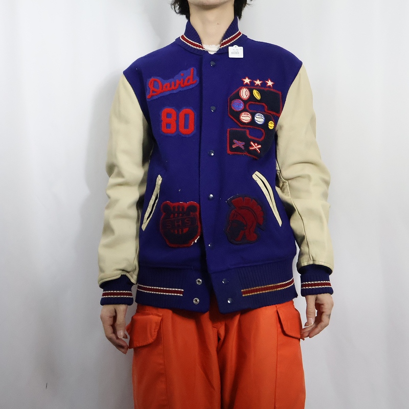 60s 60年代 スタジャン ウール レザー切り替え | ビンテージ古着屋