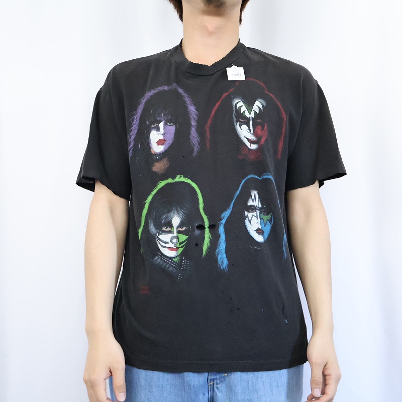 90s 90年代 アメリカ製 キス 黒 ブラック 音楽 ミュージック 半袖