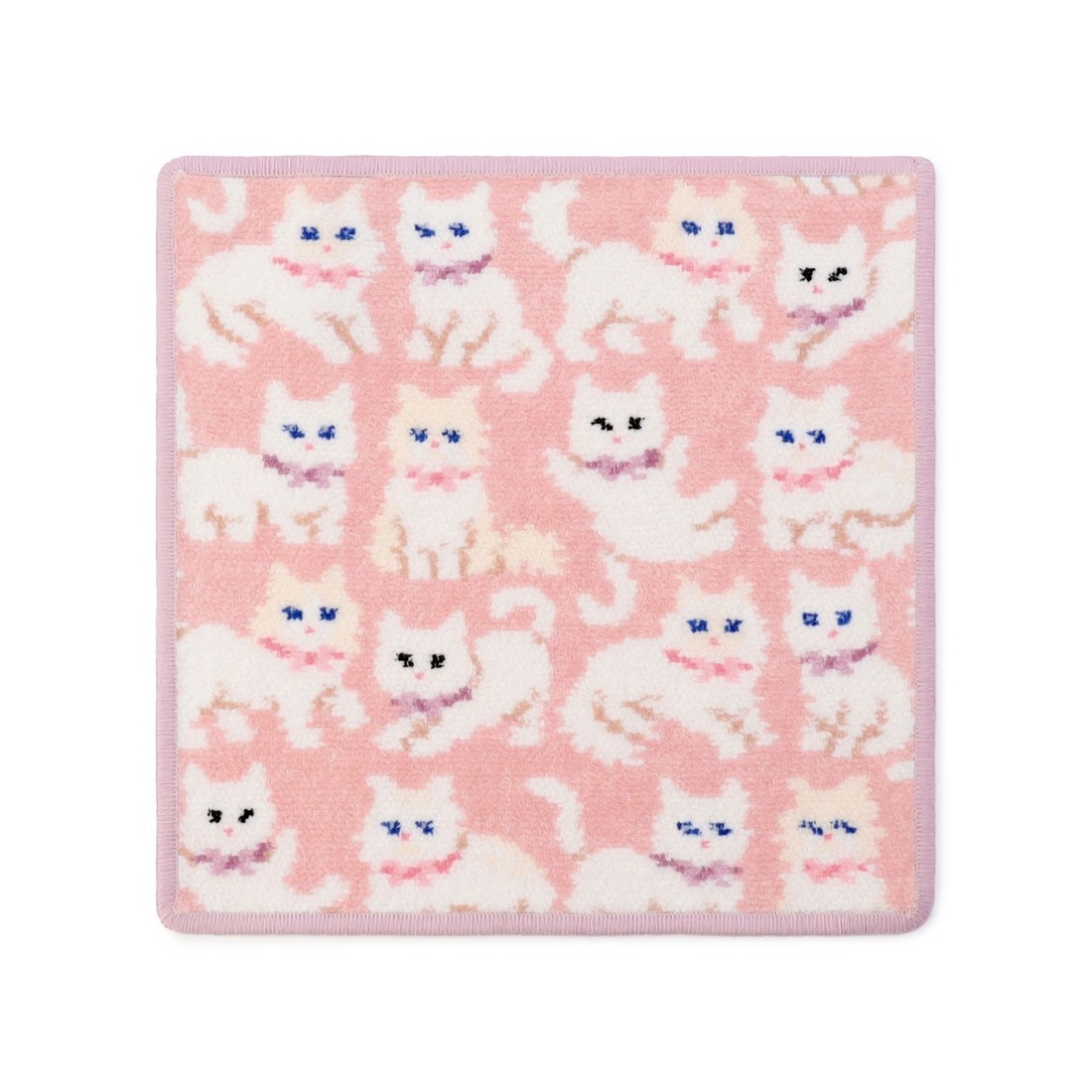 モフモフネコチャン ハンカチ(ペールピンク×ペールパープル): LOVERARY