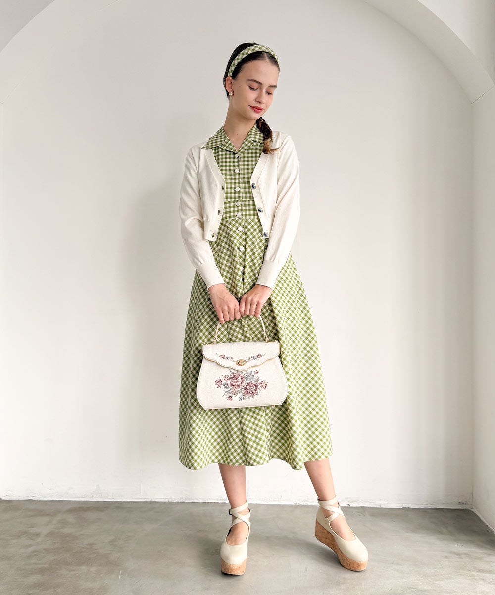 ローズ刺繍フラップハンドバッグ/an another angelus [57BC05a002] | F