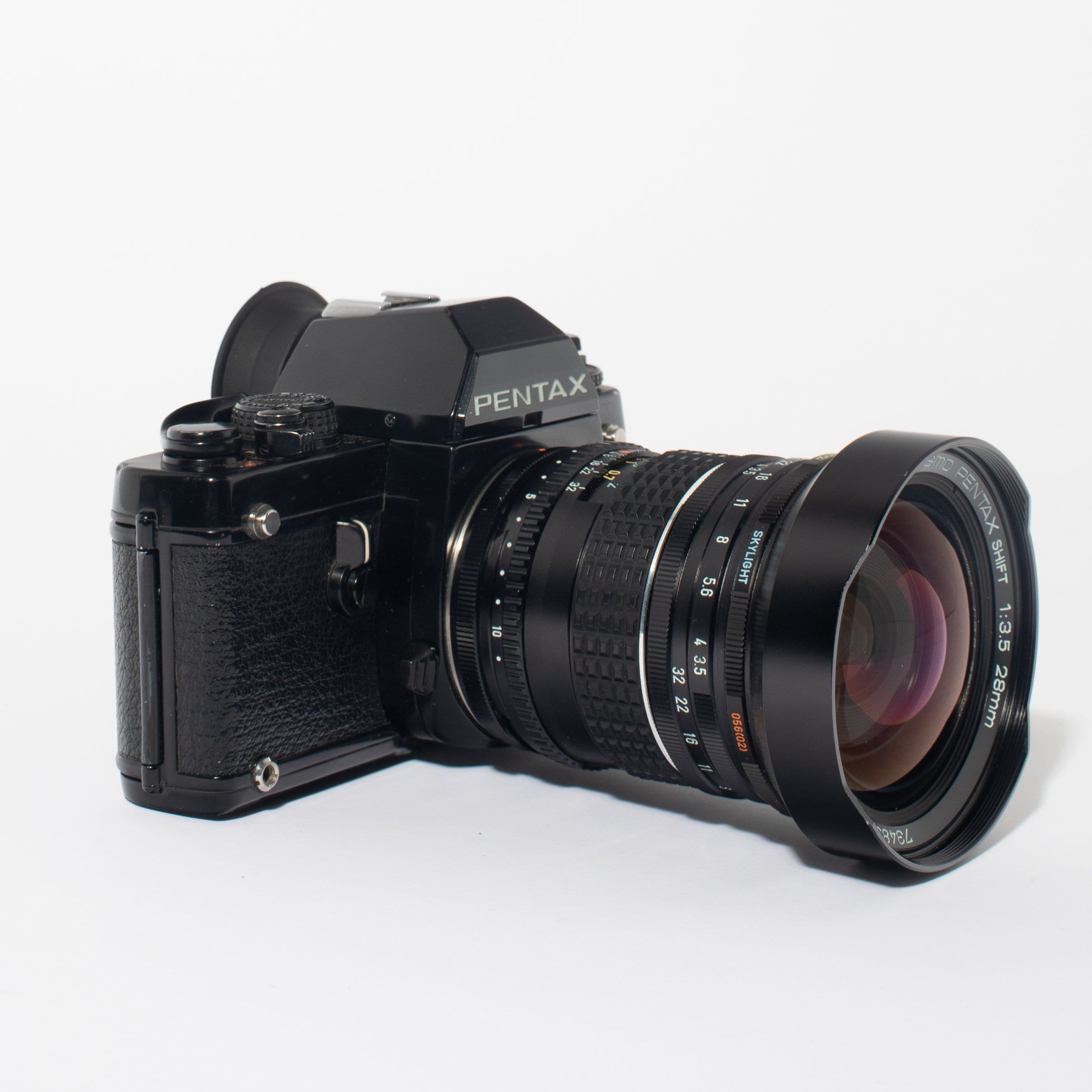 Pentax LX kit w/ 50mm 1.4 lens and 28mm 3.5 shift lens, Power