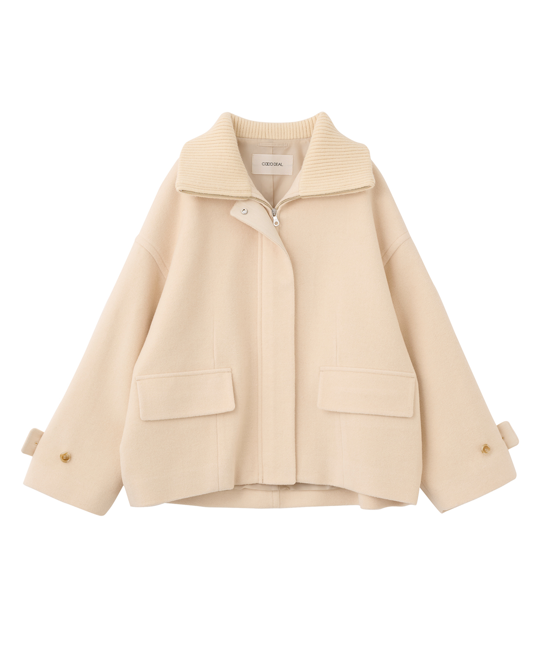 COCO DEAL リブカラーウール混コート ベージュ サイズ2 新品タグ付き