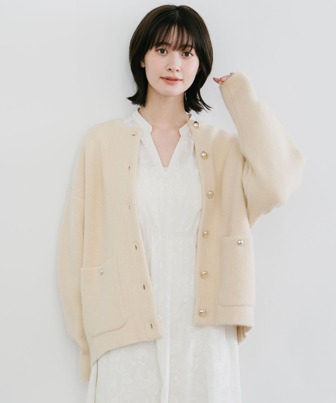 フォックス混ダブルフェイスニットアウター｜PETAL ONLINE（ペタル