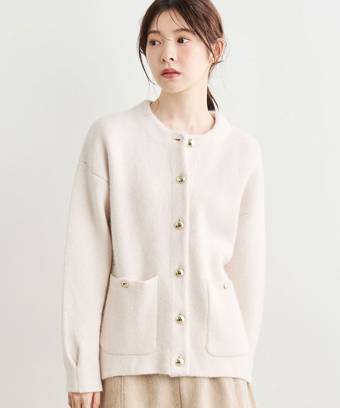 フォックス混ダブルフェイスニットアウター｜PETAL ONLINE（ペタル