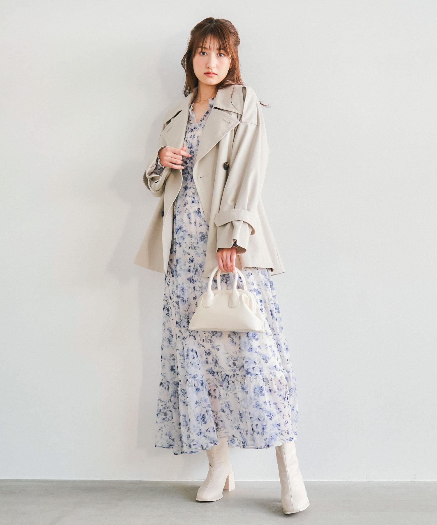 フリルデザインフラワープリントワンピース｜PETAL ONLINE（ペタル