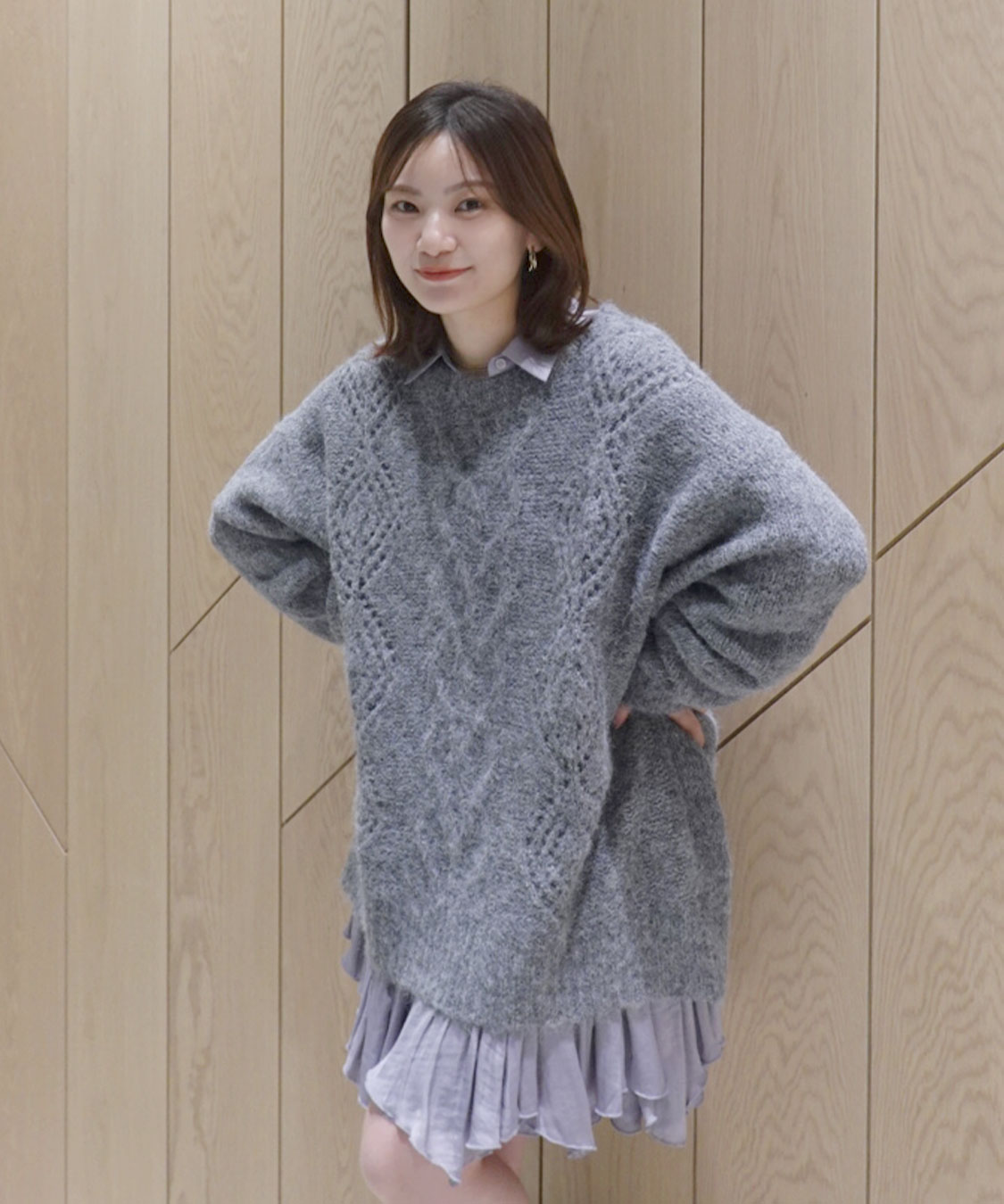 ケーブルニット×ペプラムシャツミニワンピース｜PETAL ONLINE（ペタル