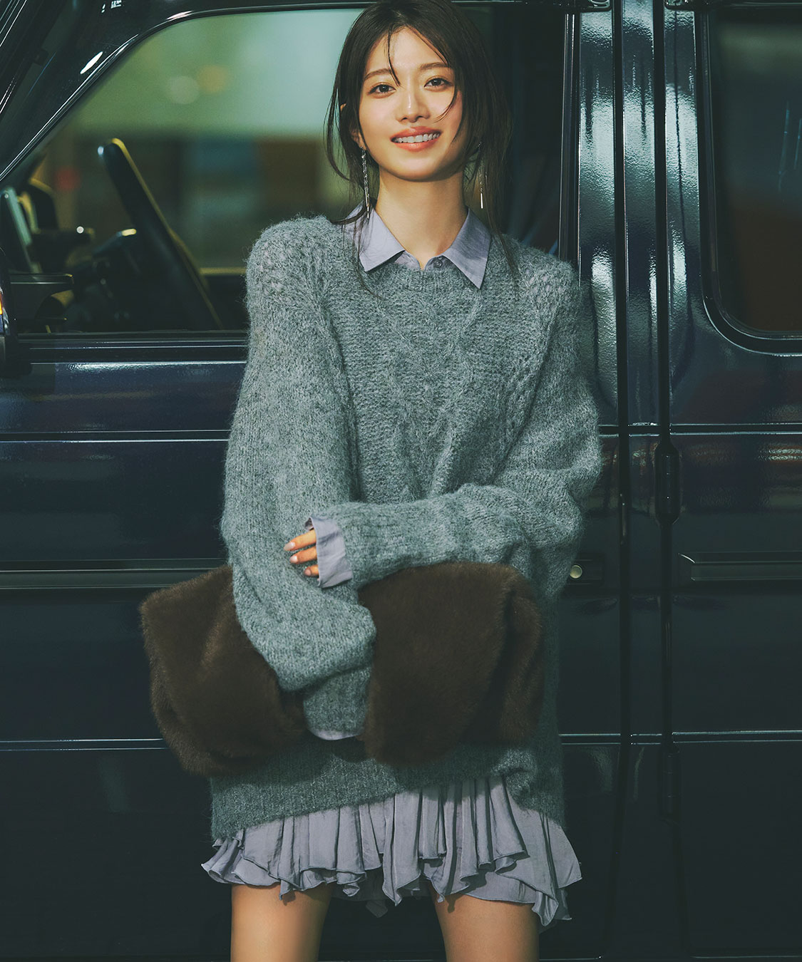 ケーブルニット×ペプラムシャツミニワンピース｜PETAL ONLINE（ペタル