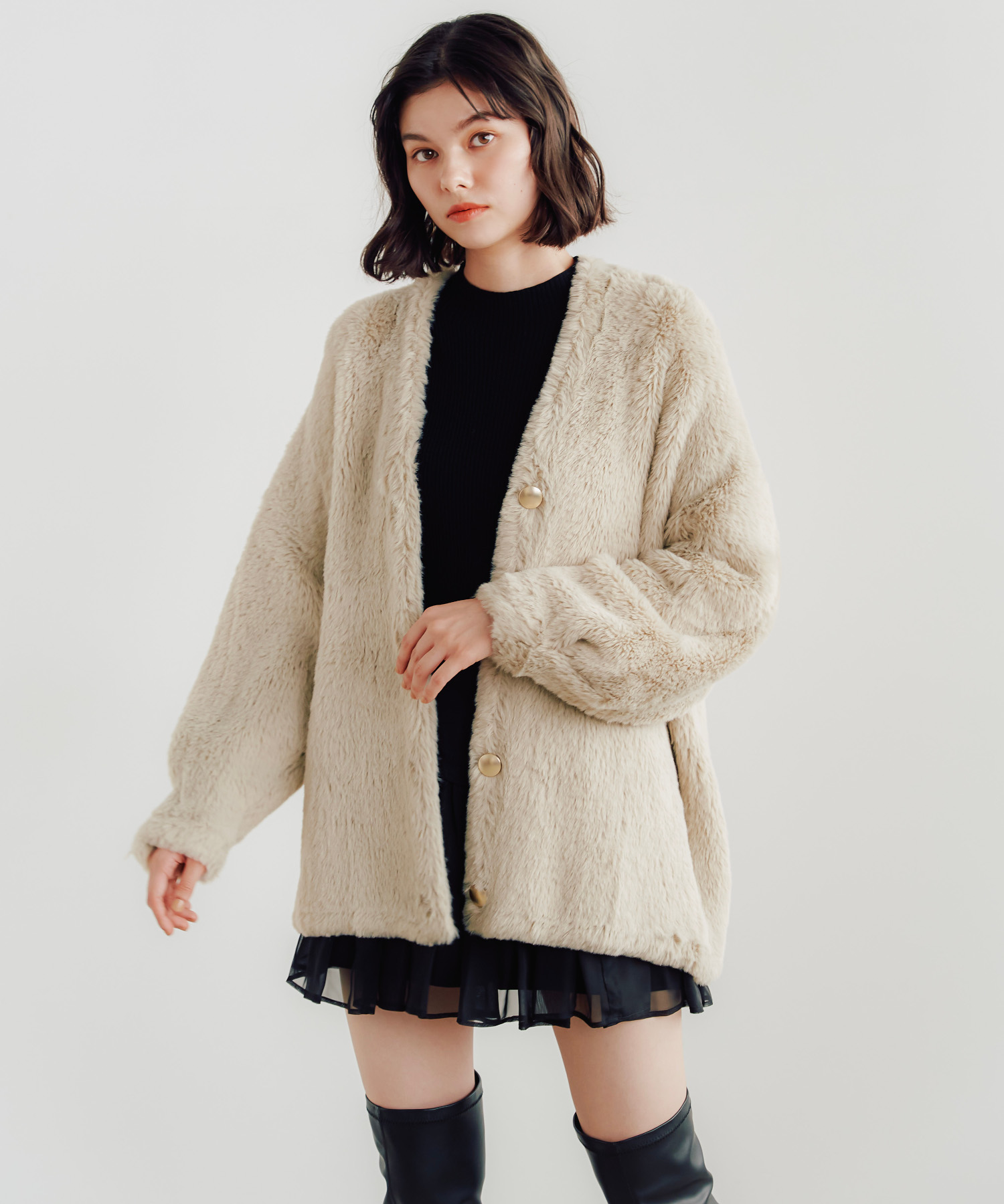 Wフェイスロングフェザーカーディガン｜PETAL ONLINE（ペタルオンライン）