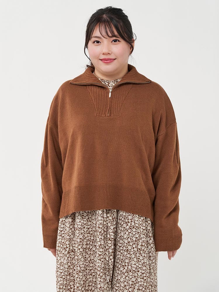 ブラウン ハーフジップニット | フォーエル公式通販
