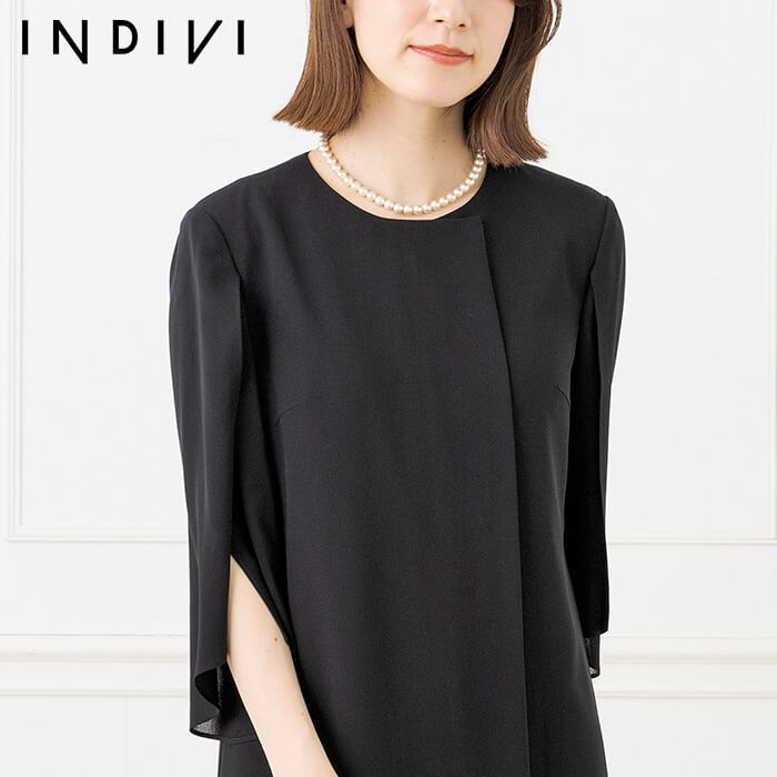 洗える｜タックがアクセントの夏用アンサンブル 9号・ブラック｜東京