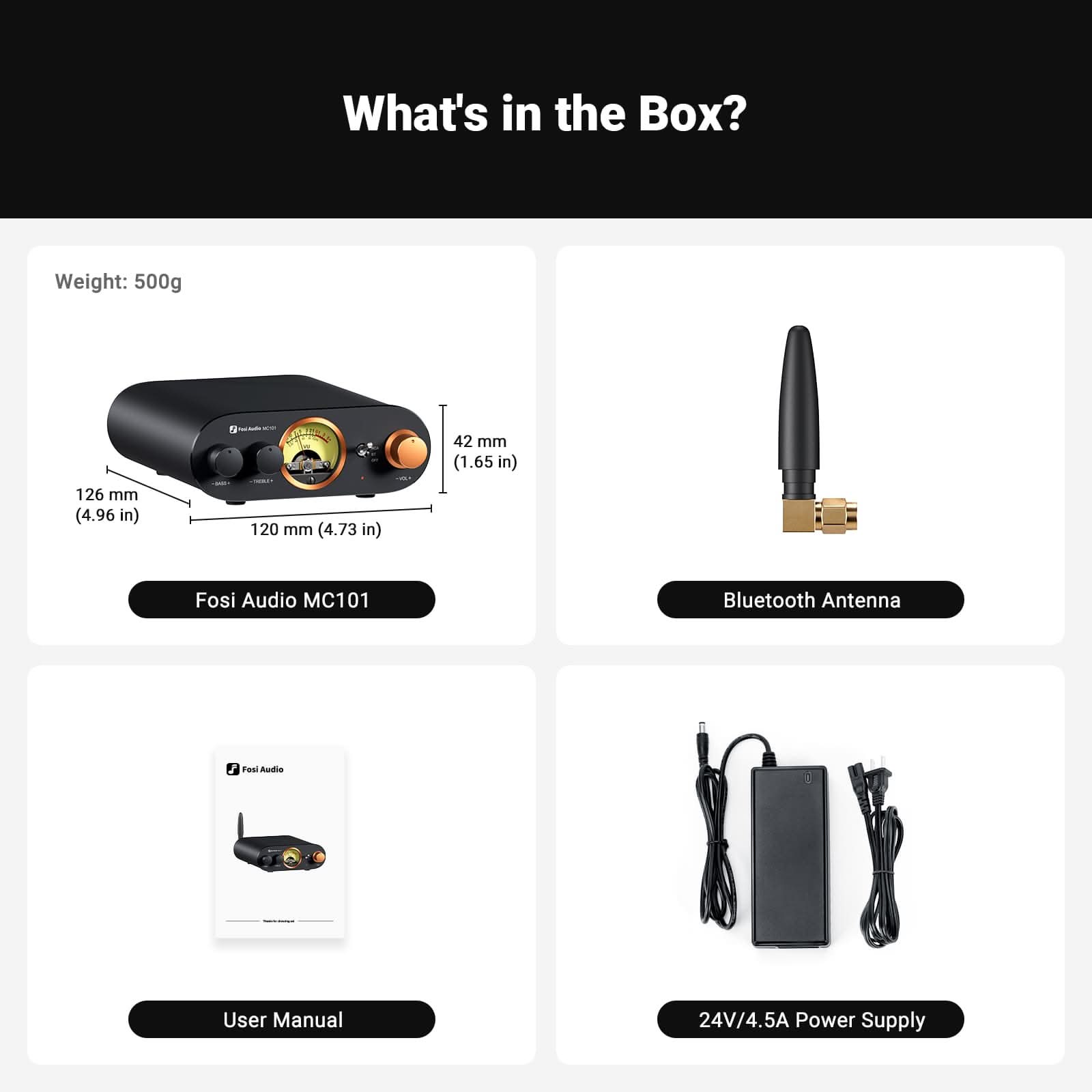 Fosi Audio MC101 Bluetooth Stereo Amplifier with VU Meter