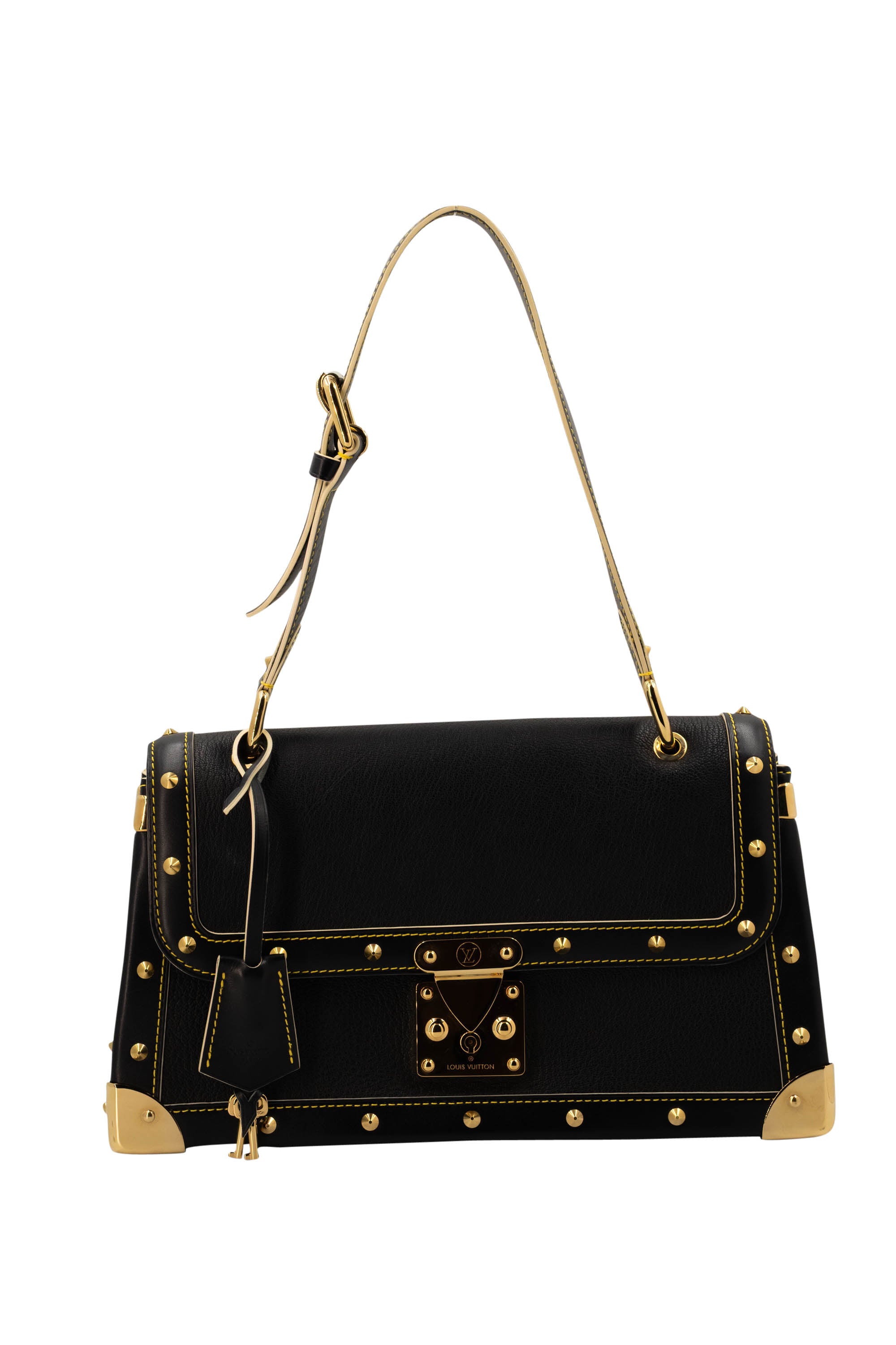 Louis Vuitton Black Suhali Leather Studded Flap Bag 2003 - Foxy