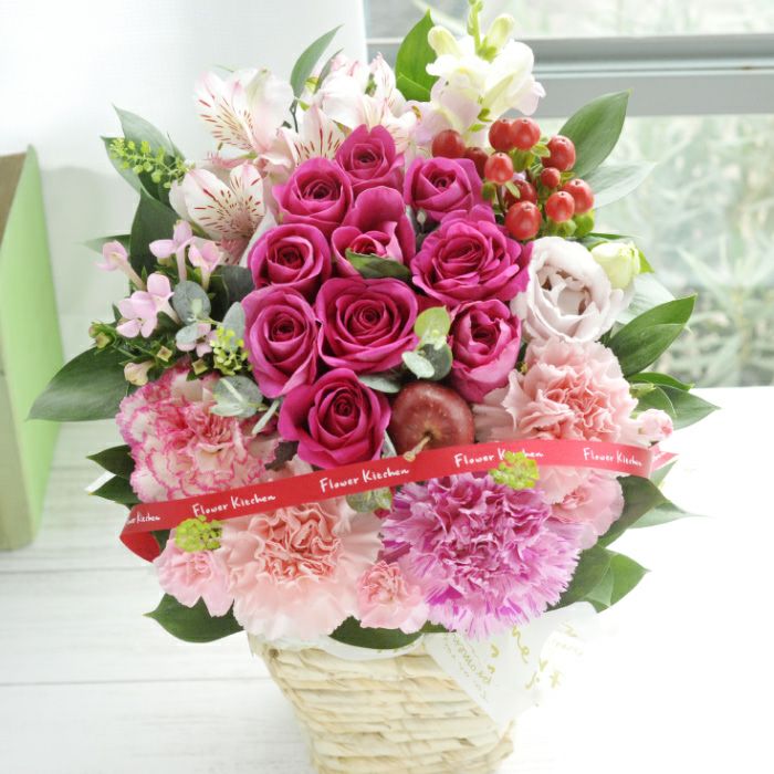 10本バラアレンジ・バラミックス花束 誕生日 プレゼント FKAA | Flower