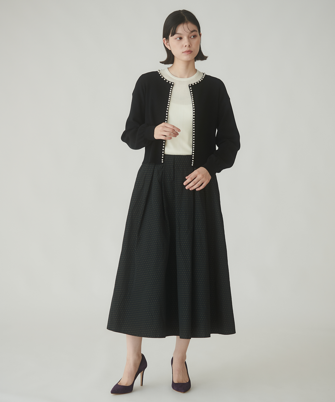 パール付きニットカーディガン – FACE SANS FARD