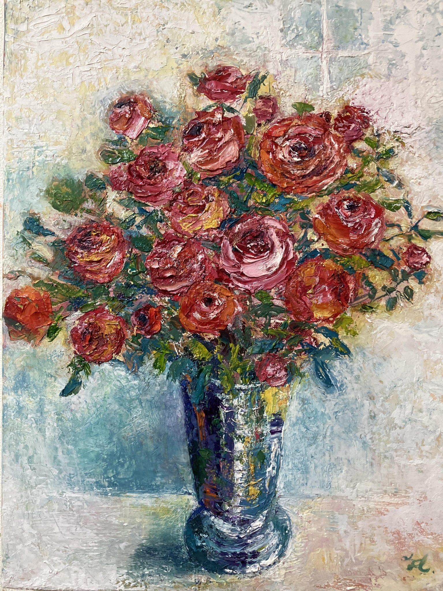 絵画の通販、購入ならFROM ARTIST/作品名：花瓶の薔薇/作家名：平田 智子