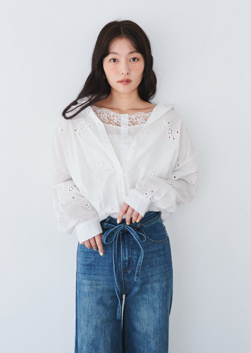 コットンレースブラウス