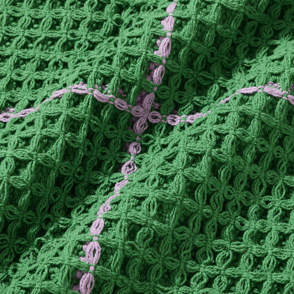 ワッフル ウィンドウペン コットンラグ M 2000×1400 グリーン×パープル