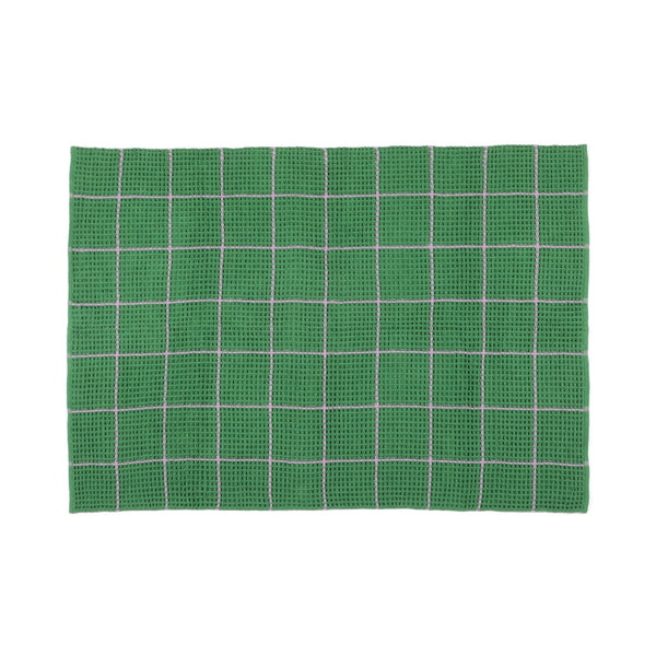 ワッフル ウィンドウペン コットンラグ M 2000×1400 グリーン×パープル
