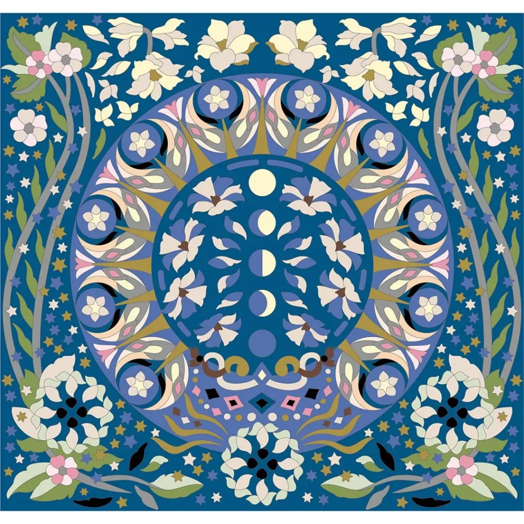 ボタニカルパズルぬりえ【25】宙花（そらばな） 完成見本｜天体、宇宙