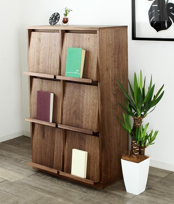 大川家具 ソプラ 76cm マガジンラック 本棚 2列3段 天然木