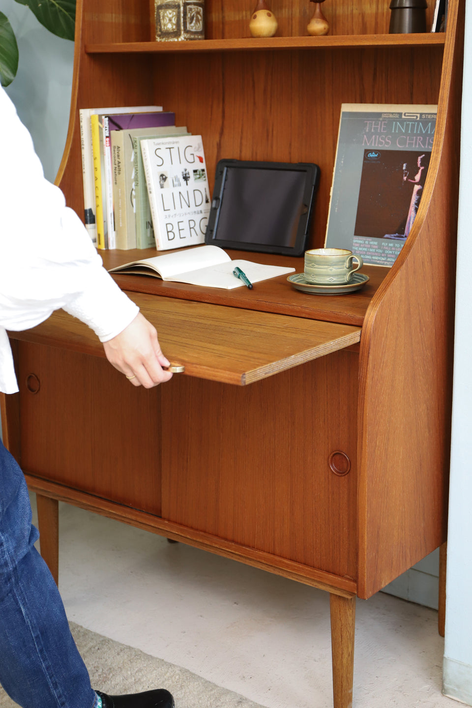 デンマークヴィンテージ ライティングビューロー ブックケース