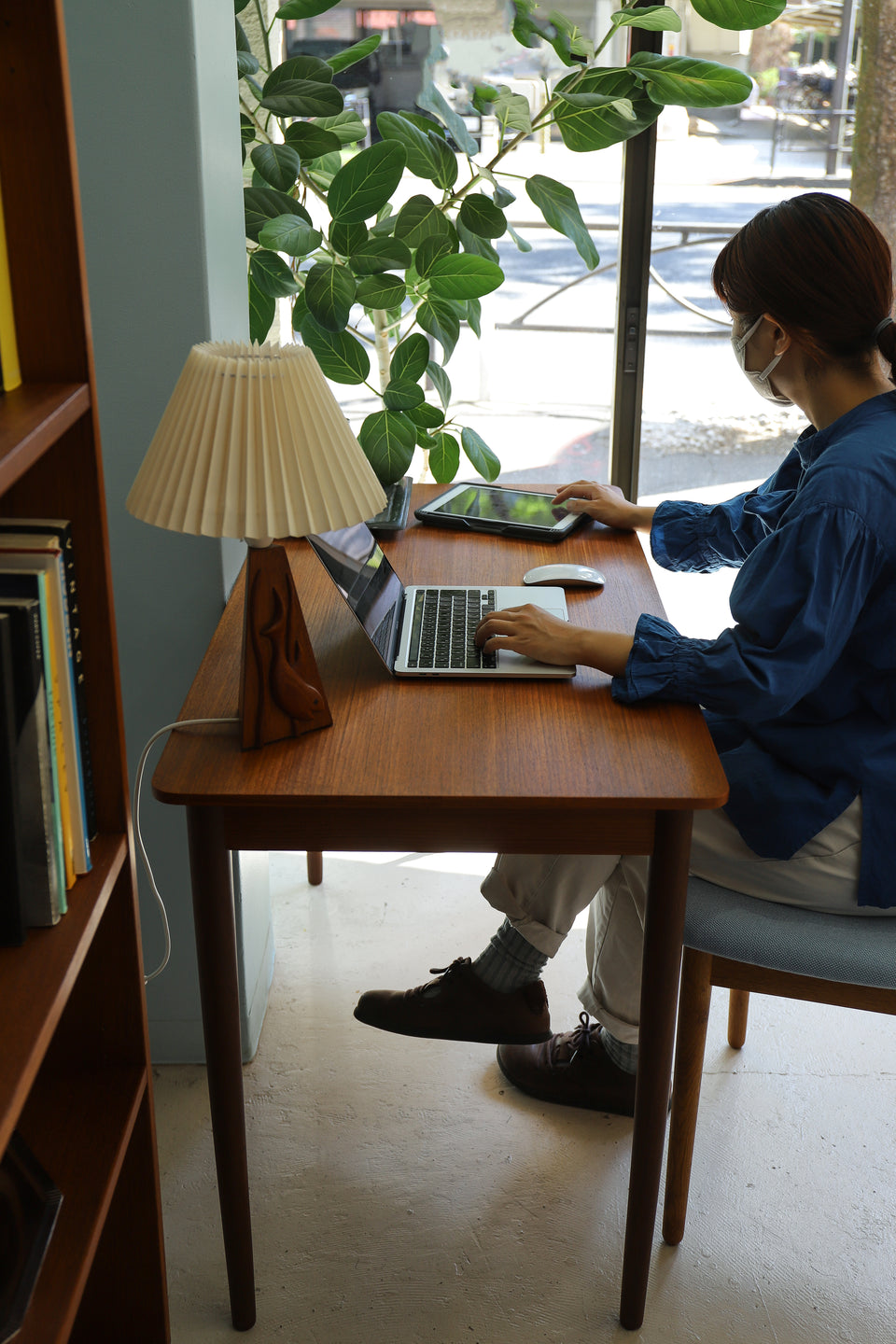 デンマークヴィンテージ デスク 片袖 机 チーク材 北欧家具/Danish