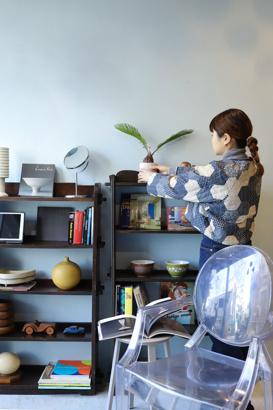 ジャパンヴィンテージ 本棚 ブックシェルフ 楔式 収納 古道具 昭和