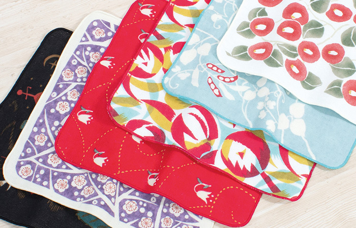 竹久夢二 ガーゼタオルハンカチ 枝梅 ムラサキ | ふろしき むす美