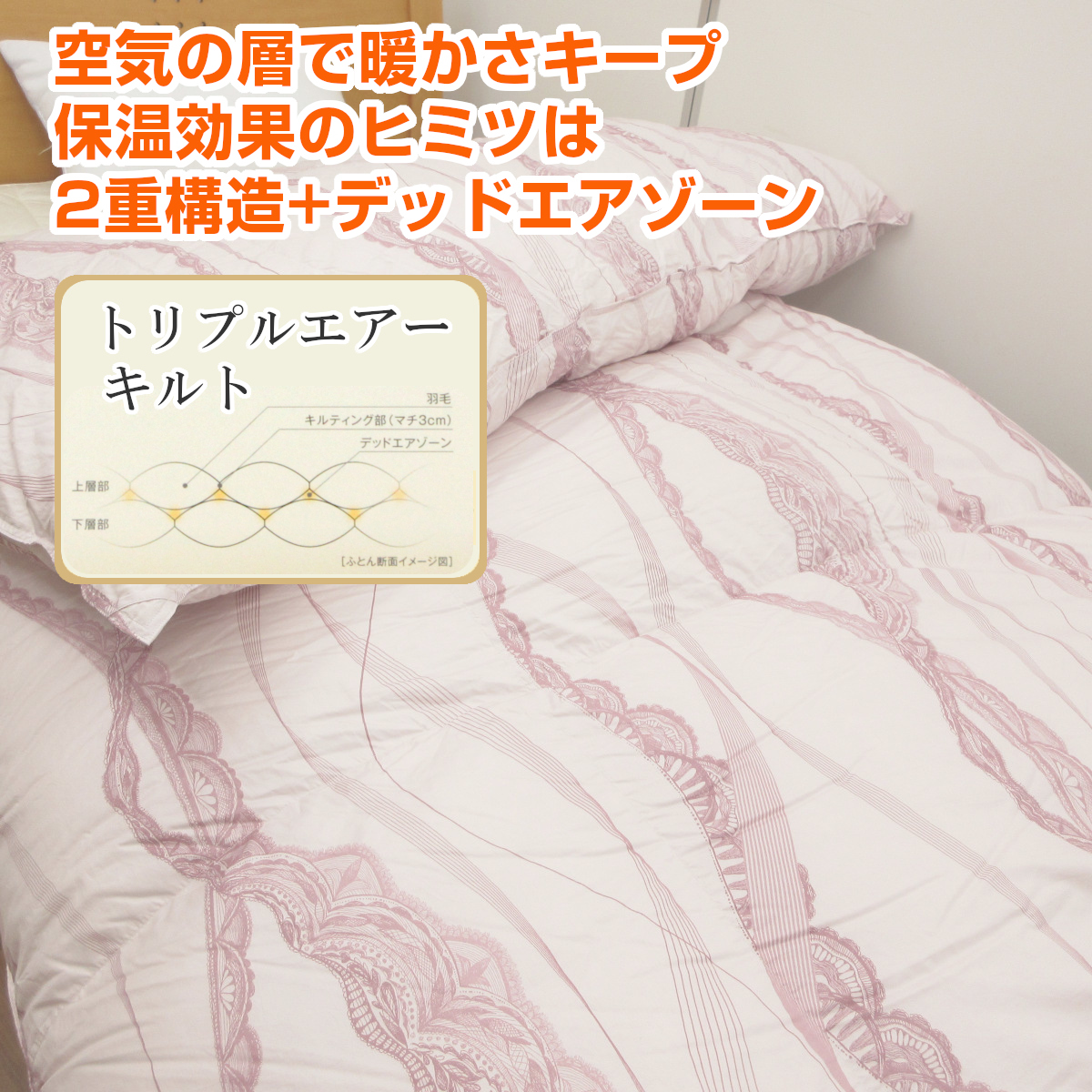 羽毛布団 シングル ポーランド ホワイトマザーグース CH92103 ブルー 羽毛布団 二層式 シングル ポーランド産ホワイトマザーグース95